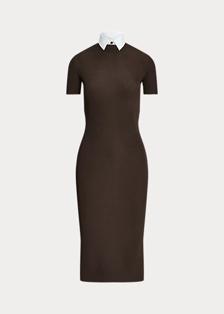 Woven-Collar Jumper Day Dress