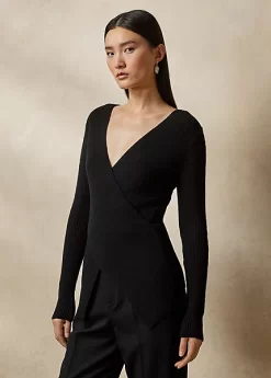 Wrap-Front Merino Wool Jumper