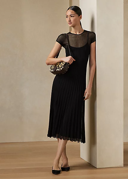 Sheer Cap-Sleeve Day Dress