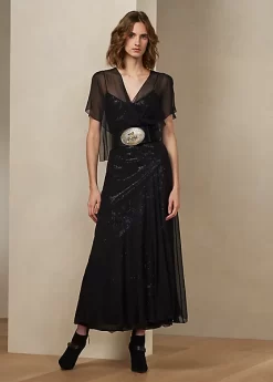 Romaine Silk Chiffon Cocktail Dress