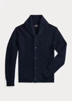 Textured Cashmere Shawl-Collar Cardigan