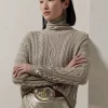 Hand-Painted Cable-Knit Roll Neck