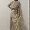 Duvall Pleated Metallic Jersey Skirt