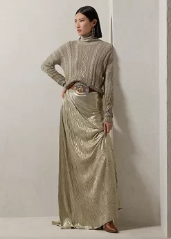 Duvall Pleated Metallic Jersey Skirt