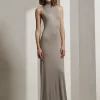 Sleeveless Roll Neck Evening Dress