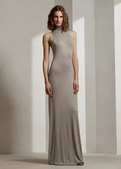 Sleeveless Roll Neck Evening Dress