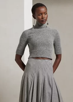 Wool Jersey Cropped Roll Neck