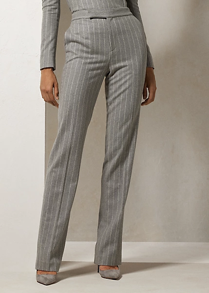 Alecia Chalk-Stripe Flannel Trouser - Image 3