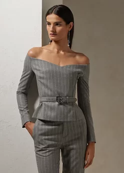 Helene Chalk-Stripe Flannel Jacket