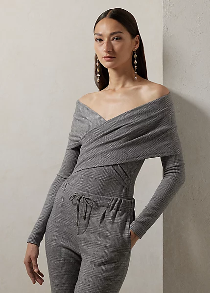 Wayde Glen Plaid Jersey Blouse