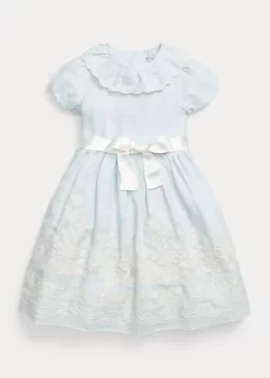 Embroidered Ruffle Overlay Dress