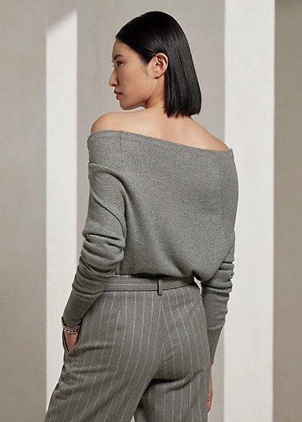 Cashmere Herringbone Cowlneck Jumper - Image 4