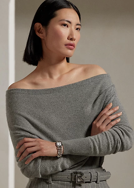 Cashmere Herringbone Cowlneck Jumper - Image 5