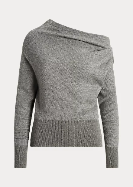 Cashmere Herringbone Cowlneck Jumper - Image 2