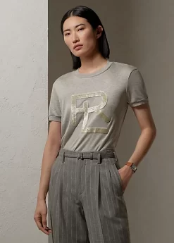 Embellished RL Melange Interlock Tee