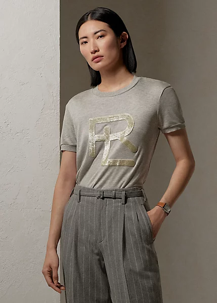 Embellished RL Melange Interlock Tee