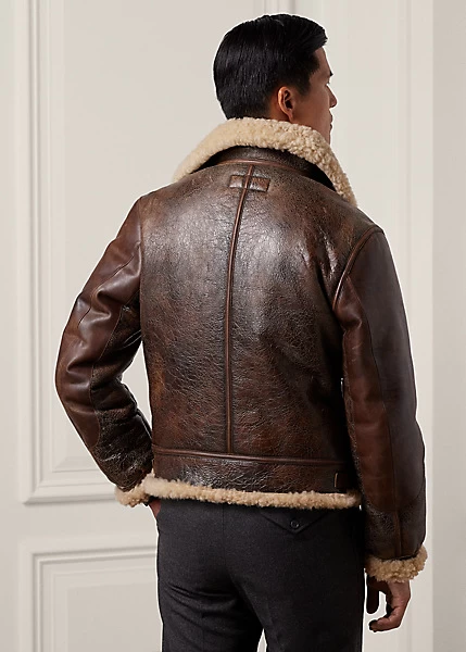 Leather-Trim Shearling Flight Jacket - Image 4