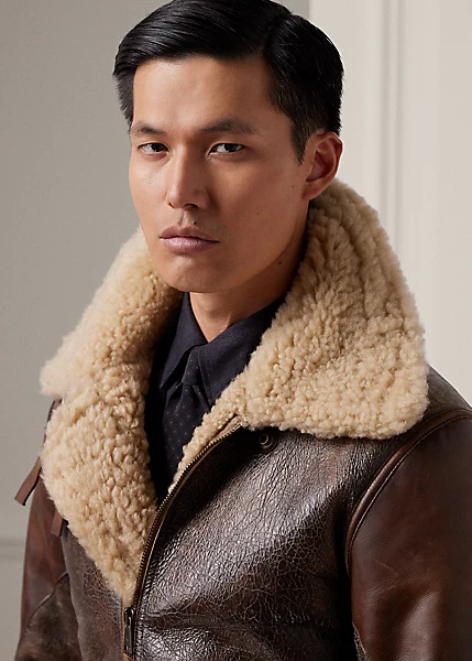 Leather-Trim Shearling Flight Jacket - Image 5