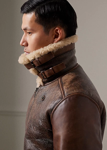 Leather-Trim Shearling Flight Jacket - Image 6